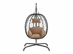 Sillón Colgante|Silla colgante huevo acero y ratán sintético con cojín taupé ES132351
