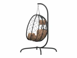 Sillón Colgante|Silla colgante huevo acero y ratán sintético con cojín taupé ES132351