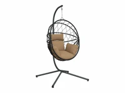 Sillón Colgante|Silla colgante huevo con soporte tela y acero gris taupe ES937794