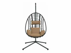 Silla colgante huevo con soporte tela y acero gris taupe ES392495^ Outlet
