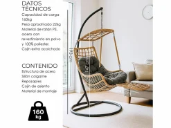 Silla Colgante Yoevu - con reposapiés para interior y exterior - YV-RELAXCHAIR^ New