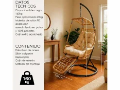 Silla Colgante Yoevu - con reposapiés para interior y exterior - YV-RELAXCHAIR Beige Sale