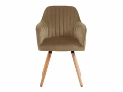 Vente-unique Silla con brazos - Terciopelo y metal con efecto madera - - ELEANA Beige Discount