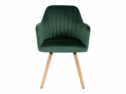 Vente-unique Silla con brazos - Terciopelo y metal efecto madera - Verde oscuro - ELEANA Verde esmeralda Discount