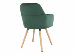 Vente-unique Silla con brazos - Terciopelo y metal efecto madera - Verde oscuro - ELEANA Verde esmeralda Discount