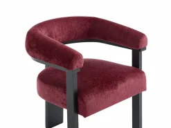 PASCAL MORABITO Sillas Y Lotes De Sillas|Silla con reposabrazos en tela bouclé y madera de hevea negra - Burdeos - LIVELIA