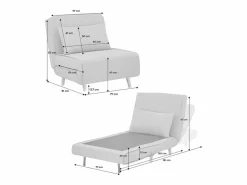 Sweeek Sillón Cama|Silla convertible en cama tela base madera, 1 plaza