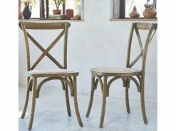 Sweeek Silla de bistró vintage de madera, set de 2 marrón viejo Color natural oscuro Sale
