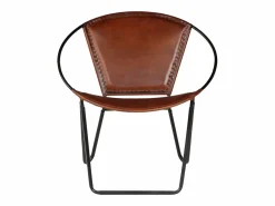 Silla de cuero auténtico marrón^Clicnbuy Best