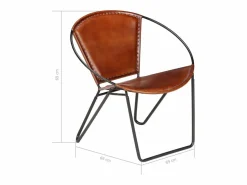 Silla de cuero auténtico marrón^Clicnbuy Best