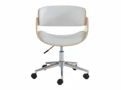 Vente-unique Silla De Escritorio|Silla de escritorio altura ajustable piel sintética y metal cromado roble y blanco JELS