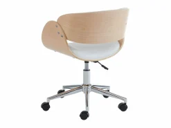 Vente-unique Silla De Escritorio|Silla de escritorio altura ajustable piel sintética y metal cromado roble y blanco JELS