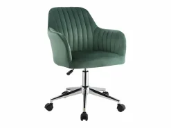 Vente-unique Silla de escritorio de terciopelo Verde Altura ajustable ELEANA Verde esmeralda Outlet