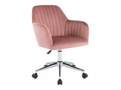 Silla de escritorio de terciopelo rosa ELEANA - Altura ajustable^Vente-unique New