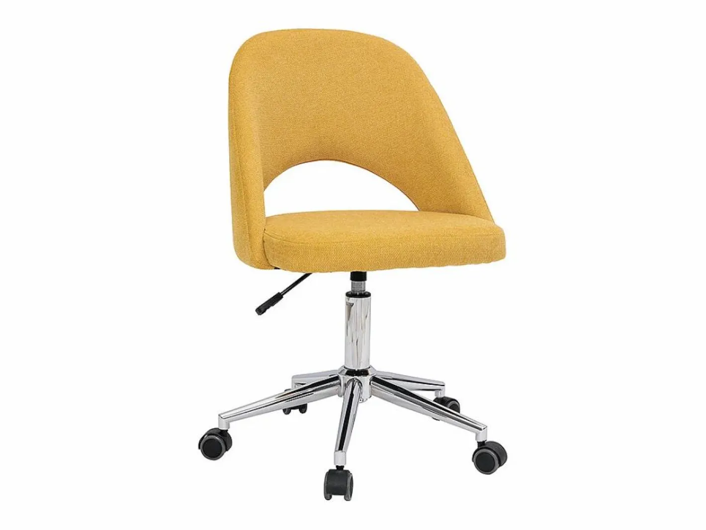 Silla de escritorio de tejido efecto aterciopelado texturizado mostaza y pata cromada COSETTE^Miliboo