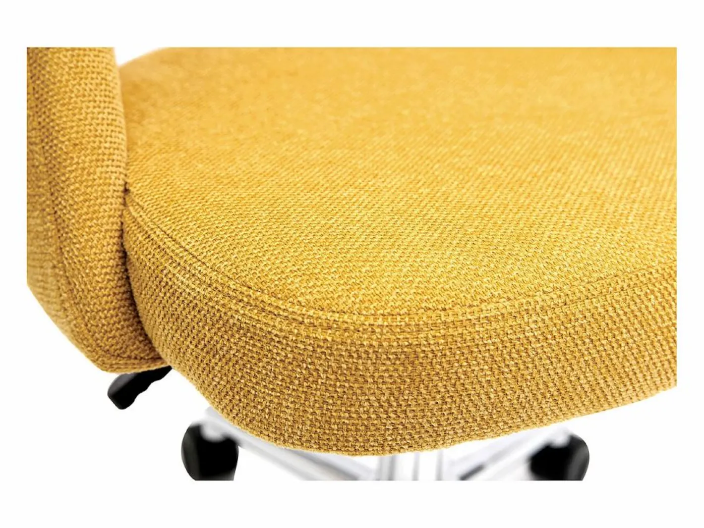 Silla de escritorio de tejido efecto aterciopelado texturizado mostaza y pata cromada COSETTE^Miliboo