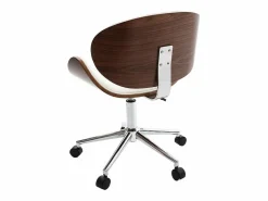 Miliboo Silla de escritorio diseño y madera WALNUT Blanco Clearance