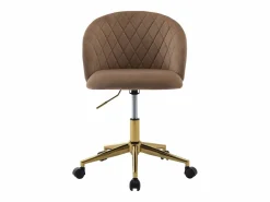 Vente-unique Silla De Escritorio|Silla de escritorio en terciopelo y dorado altura ajustable - PORIANI
