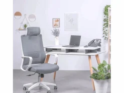 Nest Dream Silla De Escritorio|Silla de escritorio ergonómica en malla transpirable y reposacabezas ajustable - Mesh - Gris Oscuro