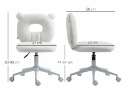 Silla de escritorio infantil, regulable, sin reposabrazos, de metal, color (50x56x80-90 cm) Blanco Best