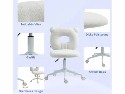 Silla de escritorio infantil, regulable, sin reposabrazos, de metal, color (50x56x80-90 cm) Blanco Best