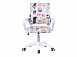 Silla de escritorio juvenil Miau color tela y metal 84x61x51 cm Blanco New