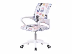 Silla de escritorio juvenil Miau color tela y metal 84x61x51 cm Blanco New