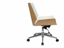 Miliboo Silla De Oficina|Silla de escritorio madera clara y blanca CURVED