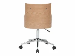 Miliboo Silla de escritorio moderna blanca y madera clara con cojín integrado MAYOL Blanco Outlet