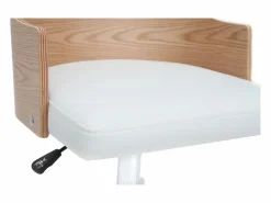 Miliboo Silla de escritorio moderna blanca y madera clara con cojín integrado MAYOL Blanco Outlet