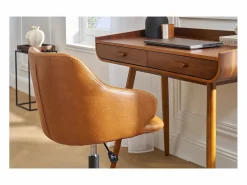Miliboo Silla De Oficina|Silla de escritorio moderno en tejido marrón HEMMY