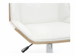 Miliboo Silla de escritorio moderna PU blanca y madera clara MELKIOR Blanco Outlet
