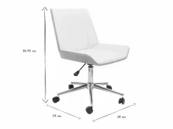 Miliboo Silla de escritorio moderna PU blanca y madera clara MELKIOR Blanco Outlet