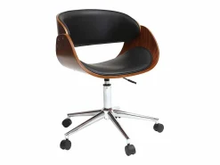 Miliboo Silla de escritorio nogal y negro con ruedas BENT Marru00f3n Clearance