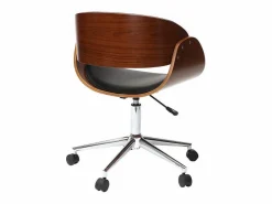 Miliboo Silla de escritorio nogal y negro con ruedas BENT Marru00f3n Clearance