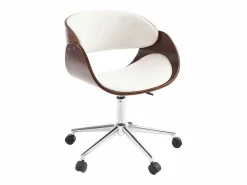 Miliboo Silla de escritorio nogal y blanco con ruedas BENT Marru00f3n Sale