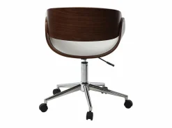 Miliboo Silla de escritorio nogal y blanco con ruedas BENT Marru00f3n Sale