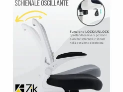 Silla De Oficina|Silla de escritorio reclinable giratoria ergonómica de oficina con reposabrazos, ajustable en tela, - ZIK