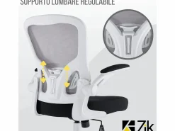 Silla De Oficina|Silla de escritorio reclinable giratoria ergonómica de oficina con reposabrazos, ajustable en tela, - ZIK