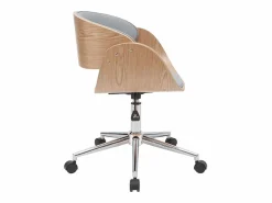 Silla de escritorio tejido claro y madera clara con ruedas BENT^Miliboo
