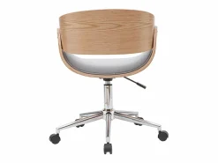 Silla de escritorio tejido claro y madera clara con ruedas BENT^Miliboo
