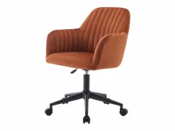 Vente-unique Silla De Escritorio|Silla de escritorio terciopelo y negro altura ajustable - ELEANA