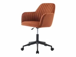 Vente-unique Silla De Escritorio|Silla de escritorio terciopelo y negro altura ajustable - ELEANA