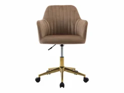Vente-unique Silla De Escritorio|Silla de escritorio terciopelo y dorado altura ajustable - ELEANA