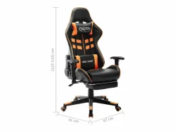 Silla de gaming con reposapiés cuero sintético negro y^vidaxl Discount