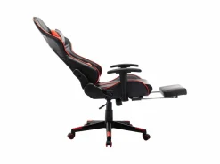 vidaxl Silla de gaming con reposapiés cuero sintético negro y Rojo Best