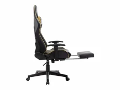 Silla de gaming con reposapiés cuero sintético negro y^vidaxl