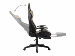 Silla de gaming con reposapiés cuero sintético negro y^vidaxl