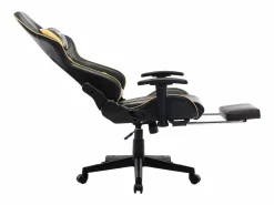 Silla de gaming con reposapiés cuero sintético negro y^vidaxl