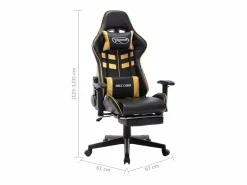 Silla de gaming con reposapiés cuero sintético negro y^vidaxl